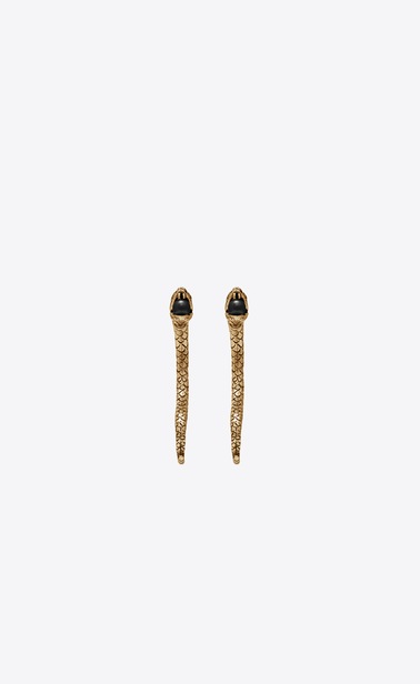Bijoux d'oreilles SERPENT en métal doré et perles de verre noires